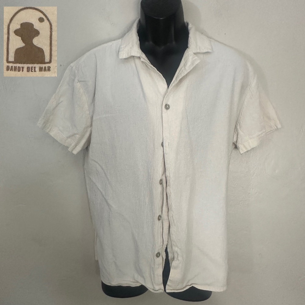 Dandy Del Mar Men's Short-Sleeve Casual Button-Down Shirt in Off-White